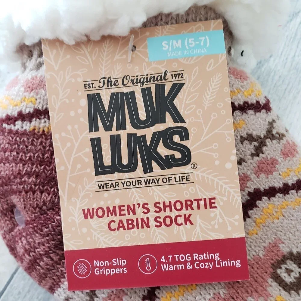 NWT - Muk Luks Women's Owl Shortie  Cabin Sock - Size S/M (5-7)